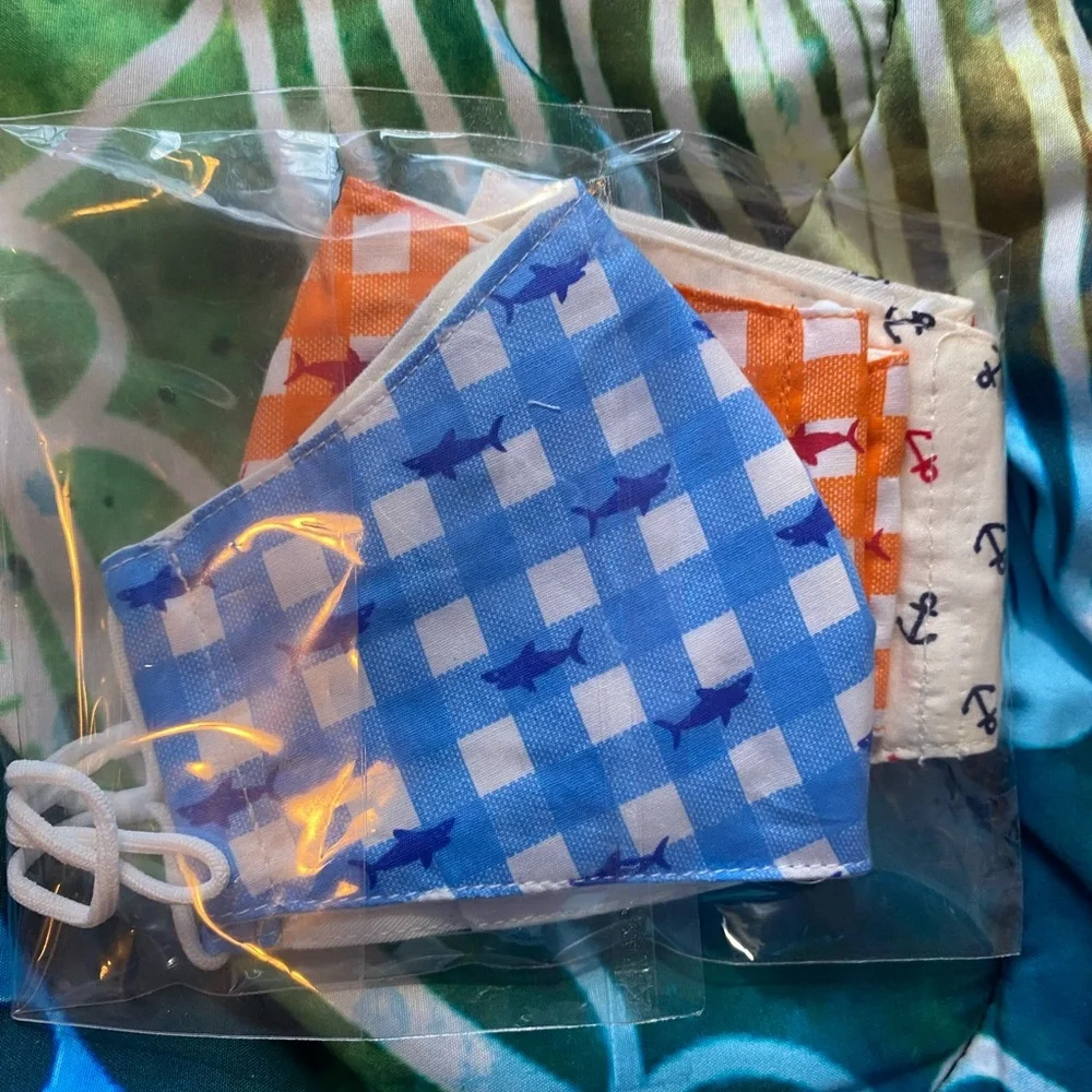 Set of Children’s Patterned Face Masks - Blue and Orange